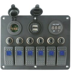 TABLEAU ELECTRIQUE 6 INTERS - VOLTMETRE - USB - ALLUME CIGARE