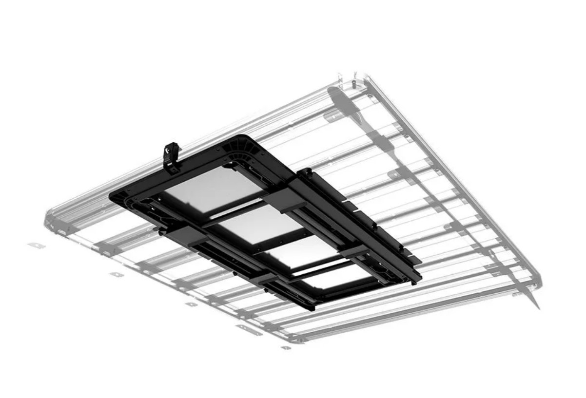 KIT TABLE DE CAMPING PRO EN INOX AVEC SYSTEME DE STOCKAGE SOUS LA GALERIE FRONTRUNNER (550x1130MM)