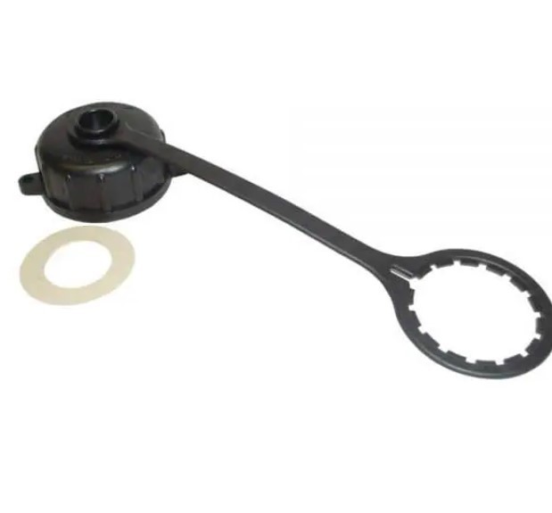 bouchon à vis avec sangle de maintien et joint