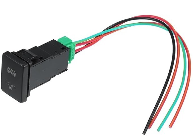 Interrupteur à bouton-poussoir à barre LED avec fil de connexion pour Toyota
