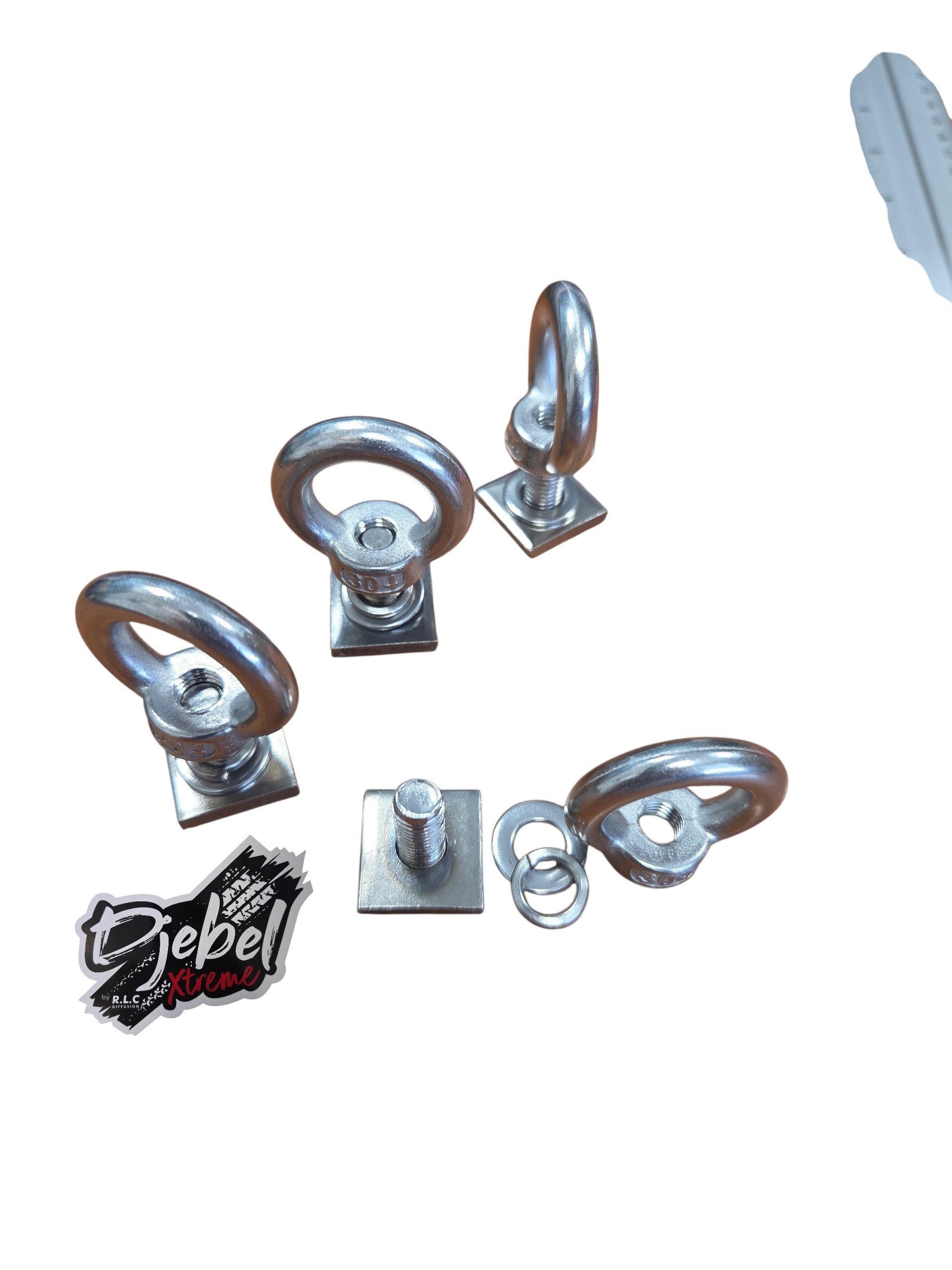 4 OEILLETS D'ARRIMAGE INOX M8 + Carré DJEBELXTREME